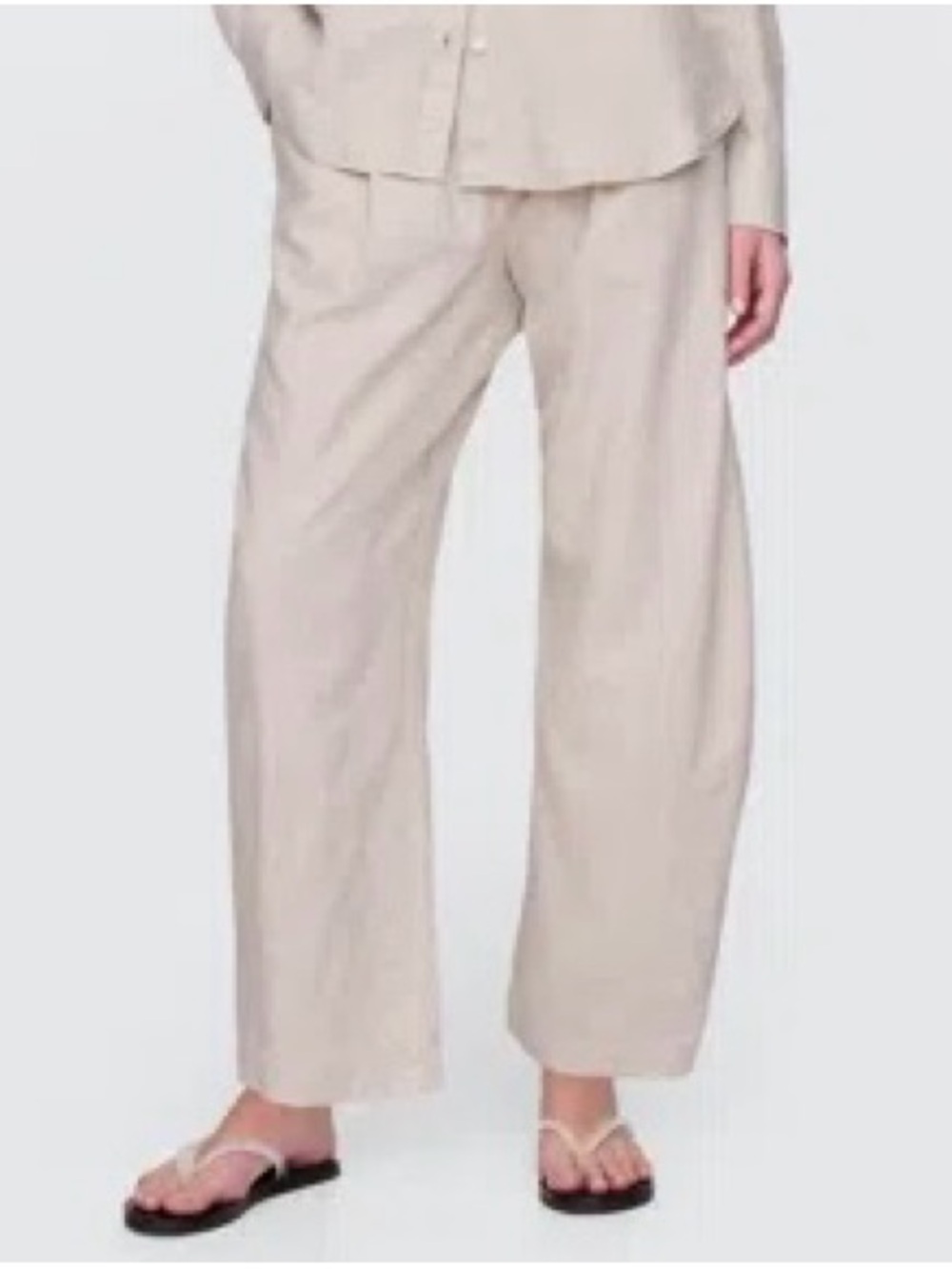 GAP Mid-Rise Linen-blend Easy Barrel Pants in Flax Linen Tan | XL | EUC